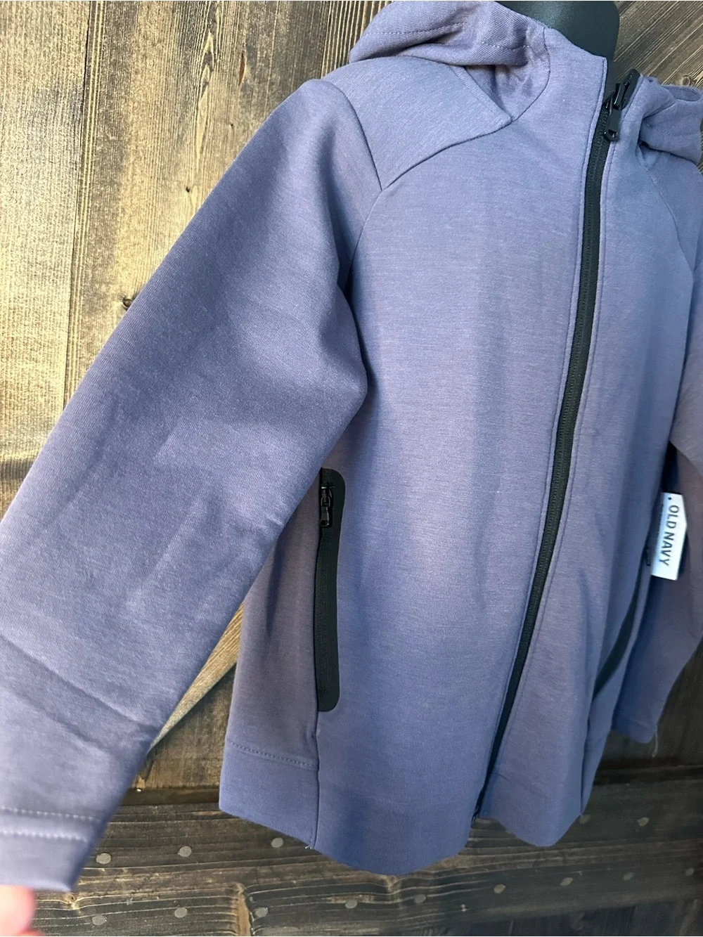 Boys Hooded Full-Zip Jacket in Slate Blue